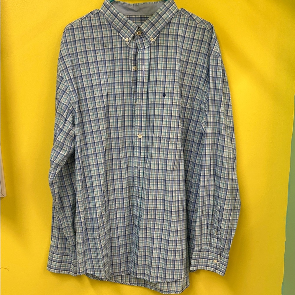 Izod Men's Blue Plaid Shirt size XL
